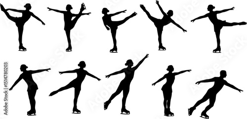 skating silhouettes on the white background
