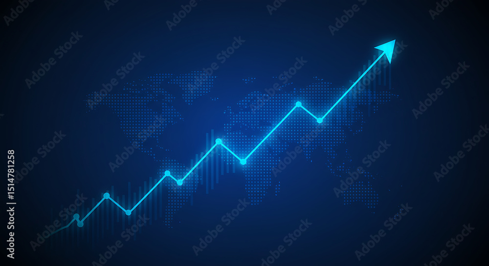 Fototapeta premium Growth Arrow Icon with Business and Finance Background