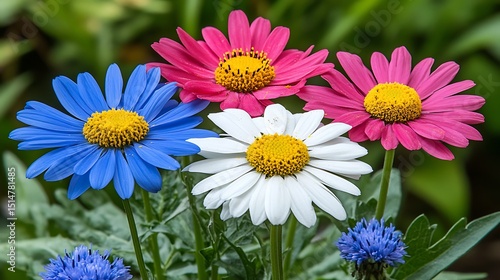 Vibrant Multicolor Daisy Flowers Displaying a Diverse Palette of Summer Blooms