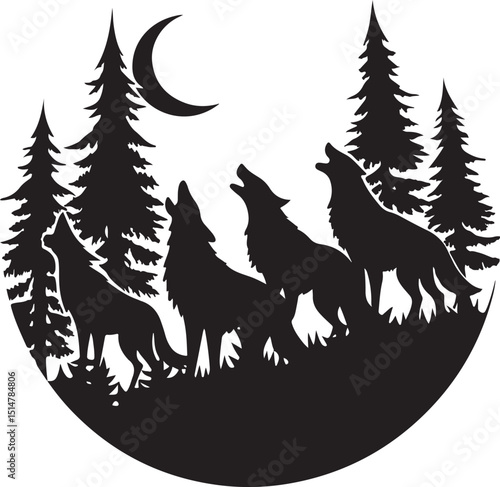 A collection of black vector animal silhouettes including deer, wolf, fox, and mythical dragon and griffin designs for tattoo or heraldic art