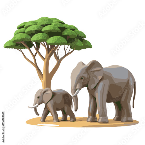 Isolated big elephant walking in nature, a heavy mammal with large trunk and tusk