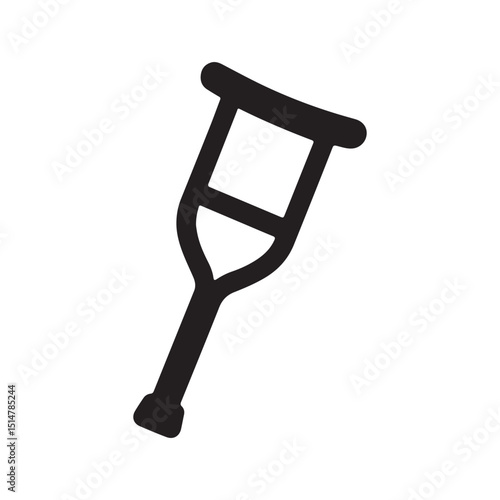 Illustration of a black forearm crutch with a handle and a cuff for supporting mobility aid