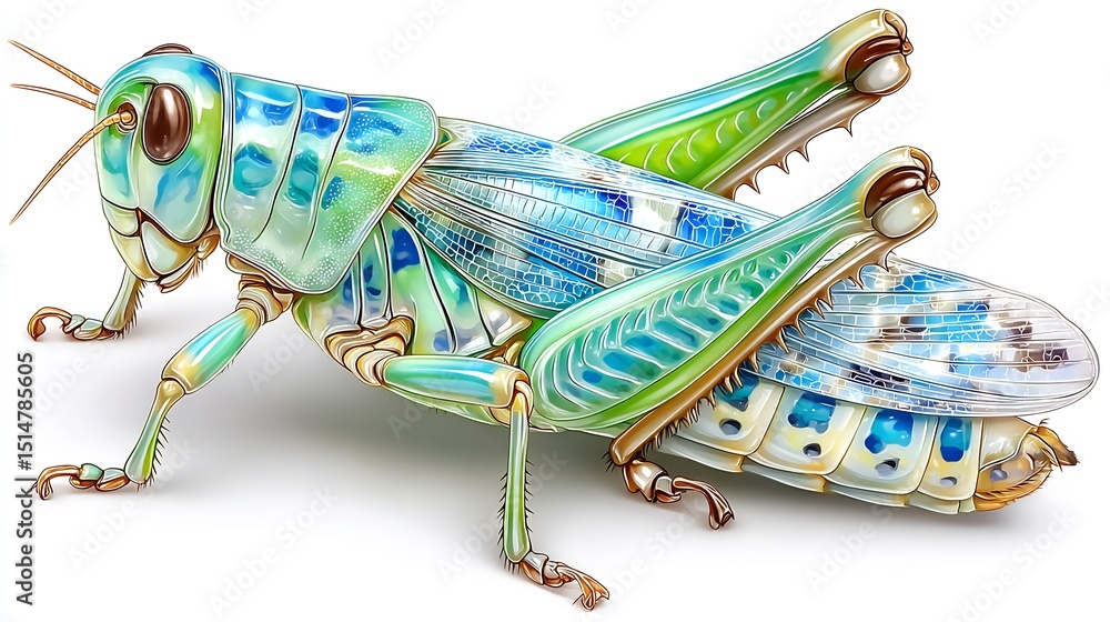 Fototapeta premium Vibrant Grasshopper: A Detailed Illustration