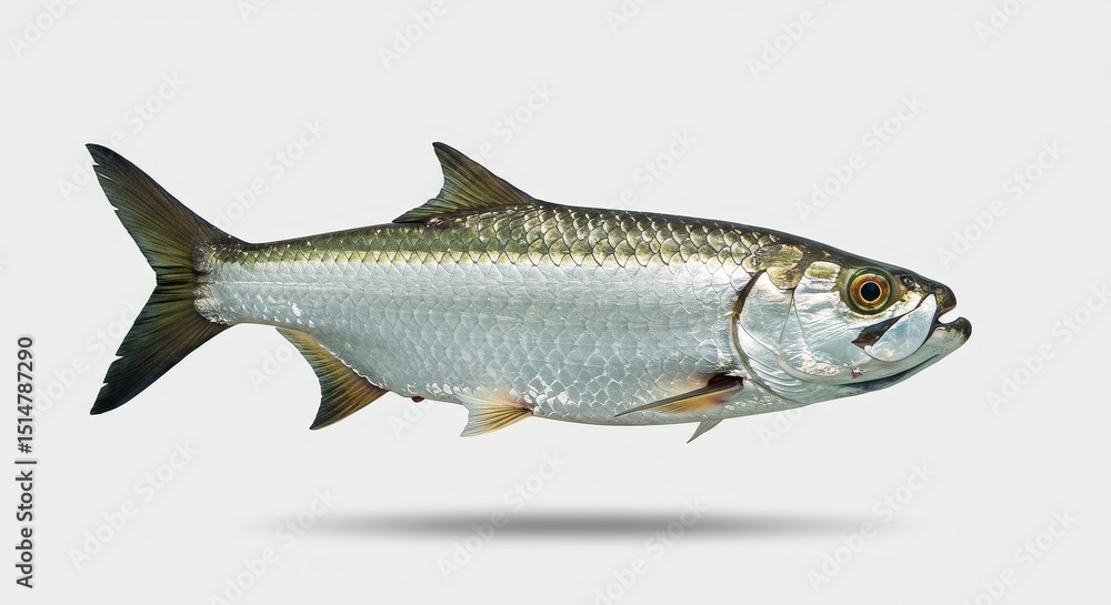 Obraz premium Illustration of a Silver Tarpon Fish Animal Sea Wildlife Marine Aquatic