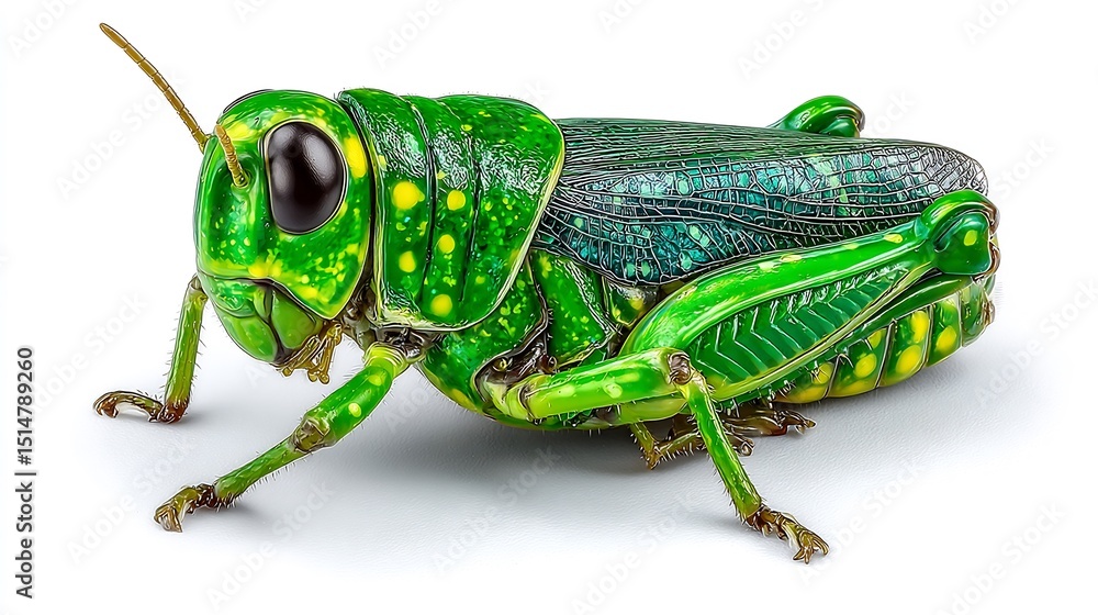 Fototapeta premium Vibrant Green Grasshopper Close-Up