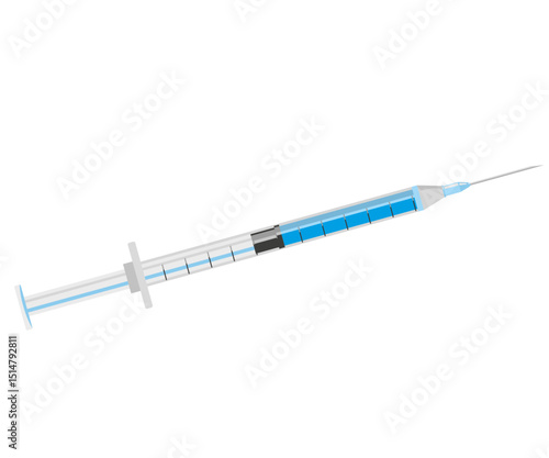 Syringe. Medical equipment. Realistic medical disposable syringe with needle. Applicable for vaccine injection, vaccination illustration