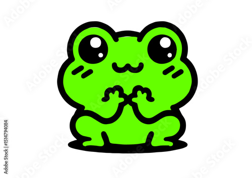 キュートな蛙のキャラクターを添えた癒し系イラスト