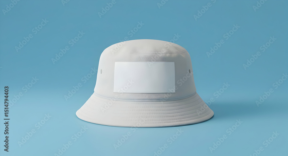Fototapeta premium Blank white bucket hat mockup perfect for branding design your logo add text summer fashion accessory streetwear apparel casual cap headwear