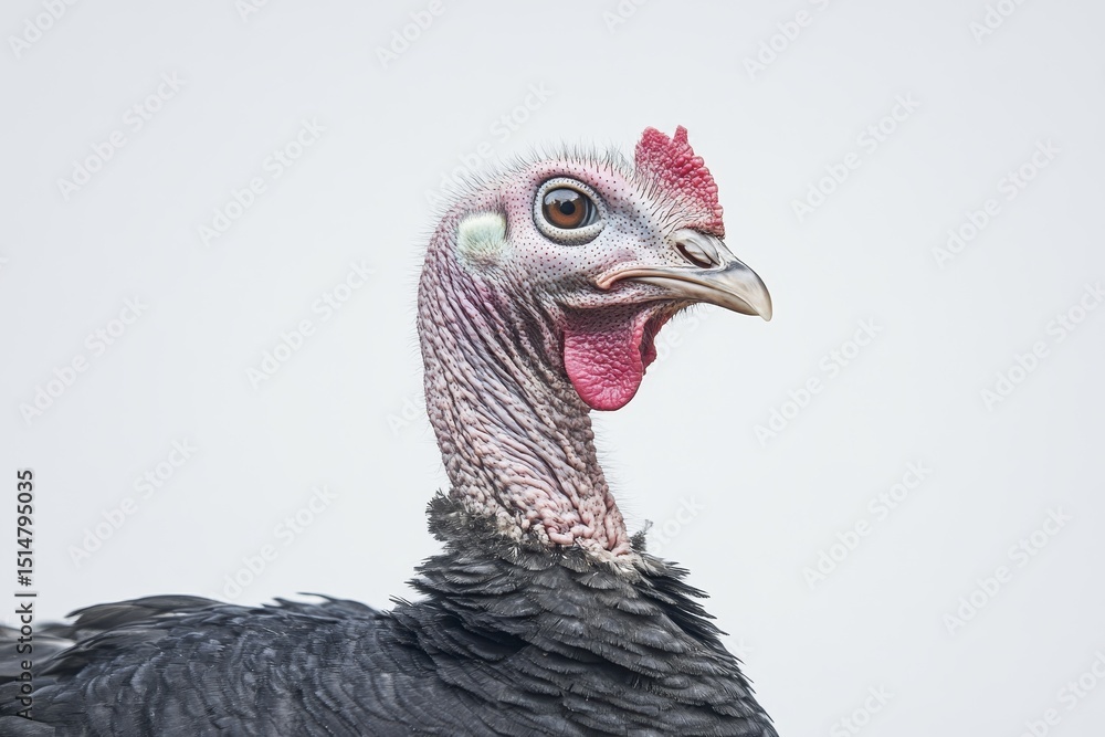 Portrait of a turkey with detailed plumage and curious expression Portrait of a turkey with detailed plumage and curious expression