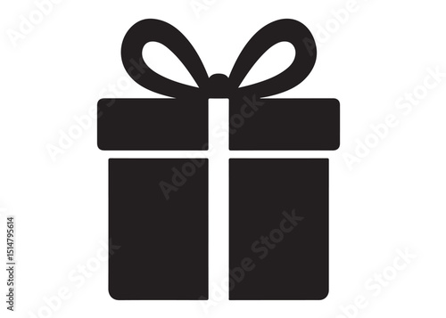 Present gift box logo silhouette vector, Gift box icon logo silhouette, merry christmas and happy new year gift box silhouette logo vector illustration on a white background.