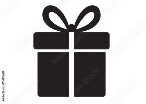 Present gift box logo silhouette vector, Gift box icon logo silhouette, merry christmas and happy new year gift box silhouette logo vector illustration on a white background.