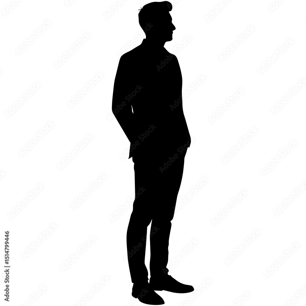 Fototapeta premium Man Side Profile Standing Vector Design