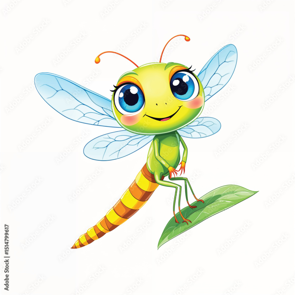 Fototapeta premium Dragonfly Cartoon Illustration Vector isolated