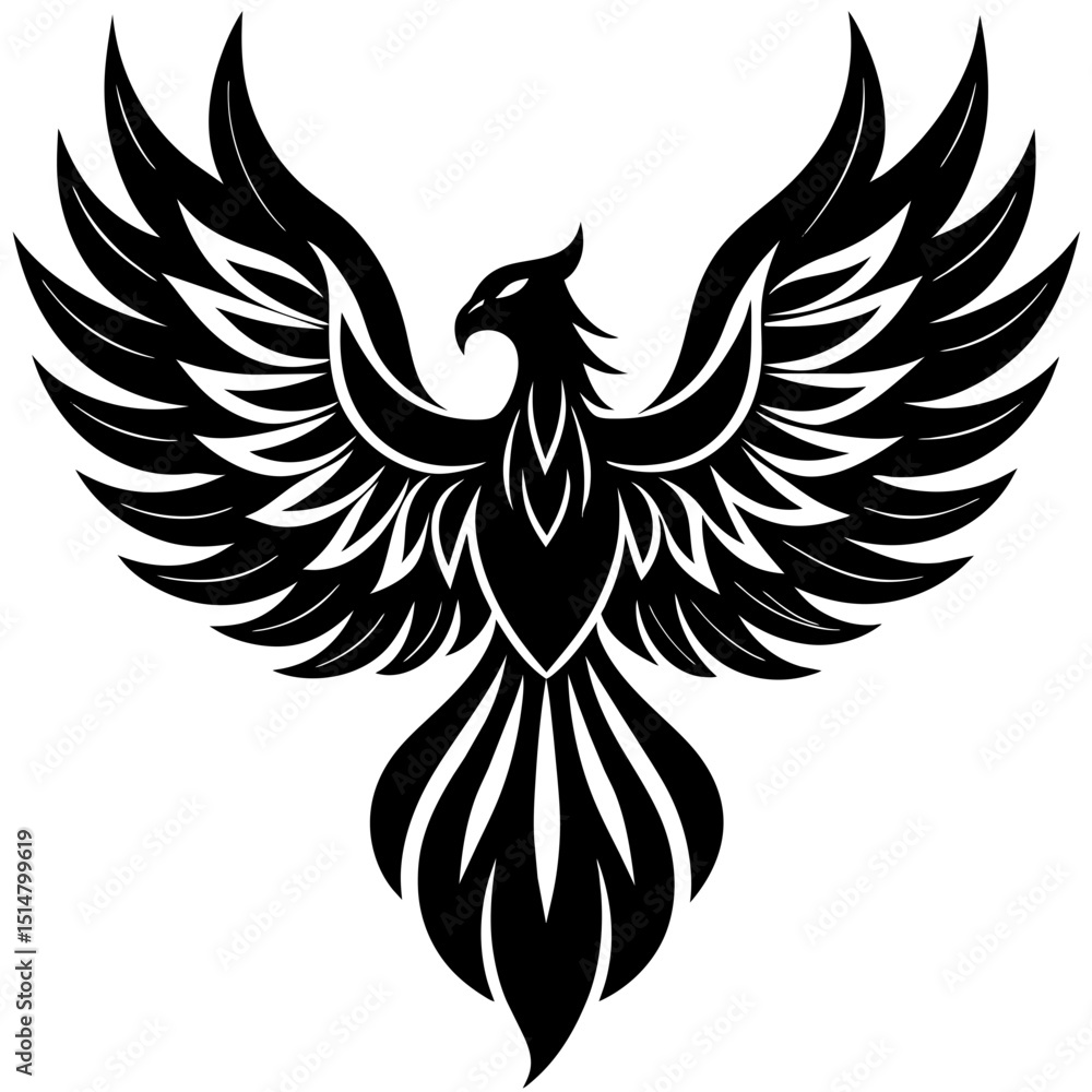 Fototapeta premium Stylized Phoenix with Open Wings Icon
