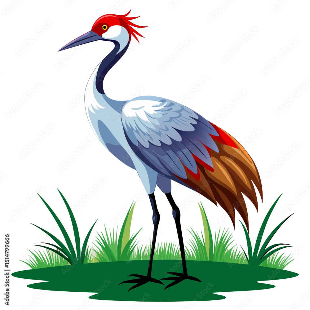 Obraz premium Sandhill Crane Heron Bird Vector Art