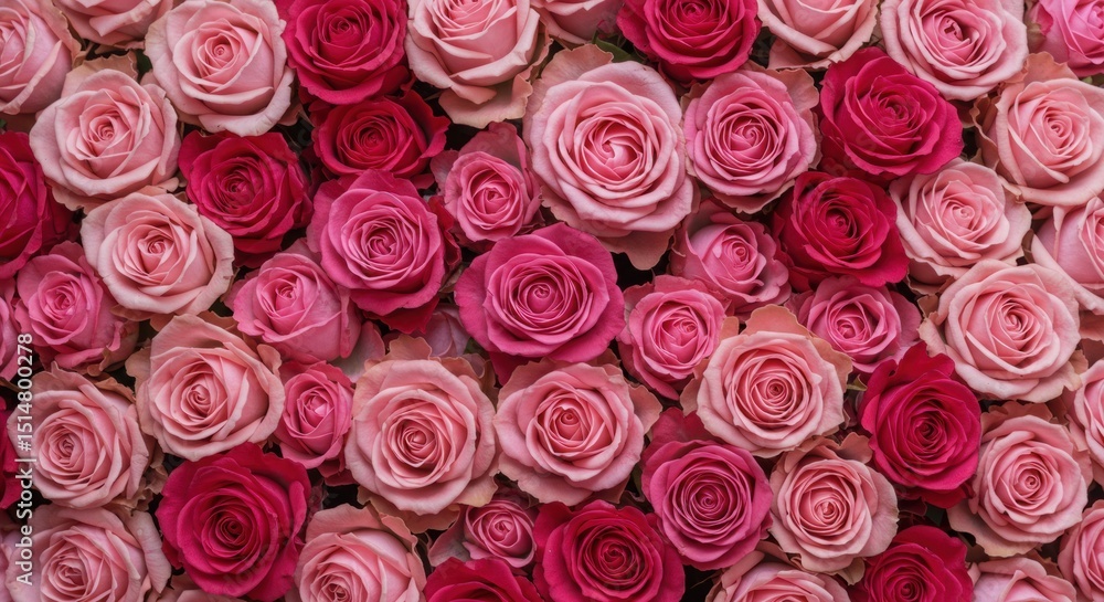 Obraz premium Close-up of a stunning arrangement of pink and red roses. 
