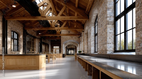 adaptive reuse architecture, transformed steel foundry now houses academic library, with reading rooms, study spaces, and natural light from restored windows