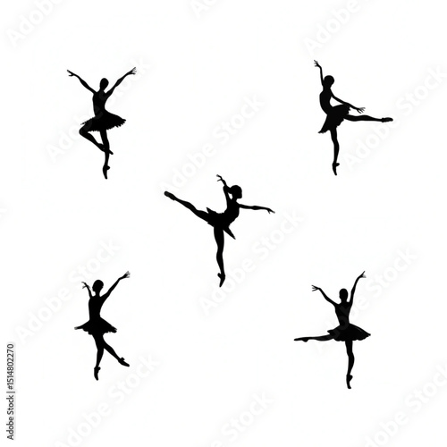 vector silhouettes of girls dance poses 