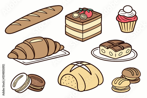 vector illustration of different kinds of bread