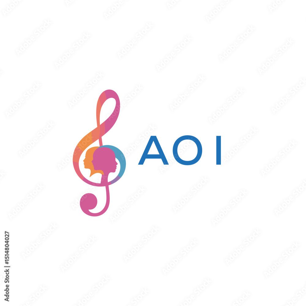 Fototapeta premium AOI letter logo. AOI Music Inspiring Young Minds Through Melody. The Sound of Growth AOI's Musical Journey. 