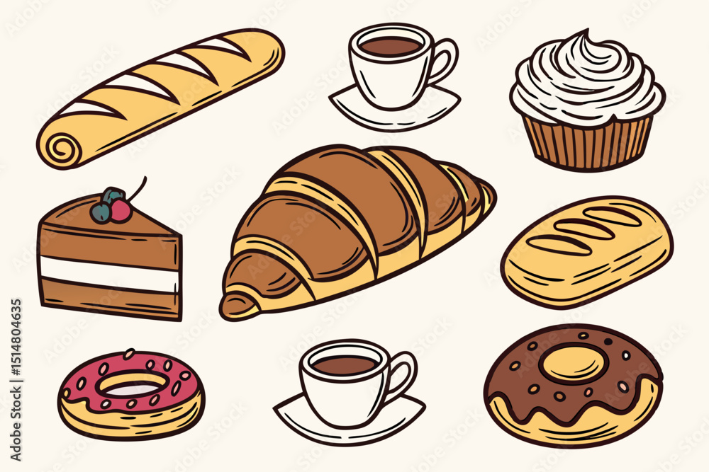 set of bakery products set of bakery products