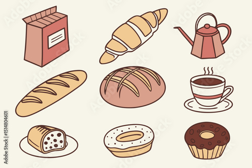 vector set of bakery products