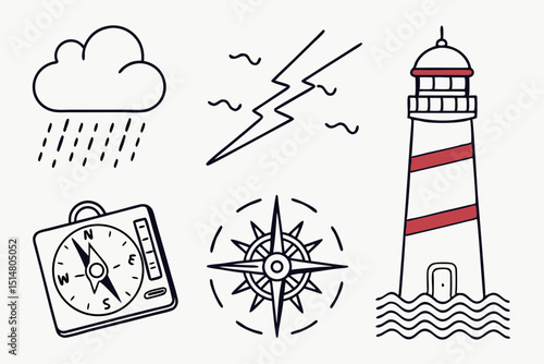 lighthouse icons set
