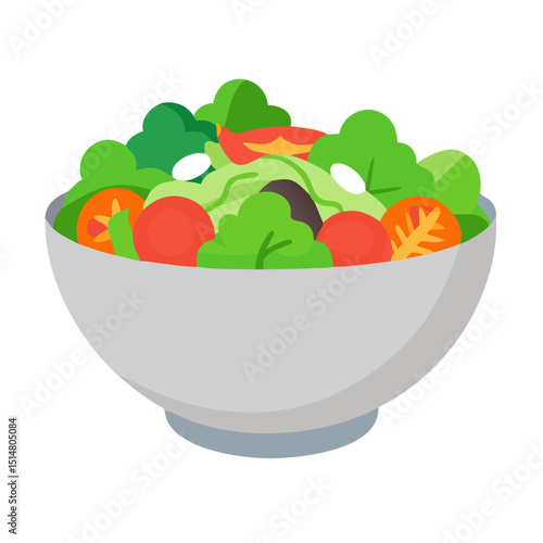 Vector of a bowl of salad with fresh vegetables
