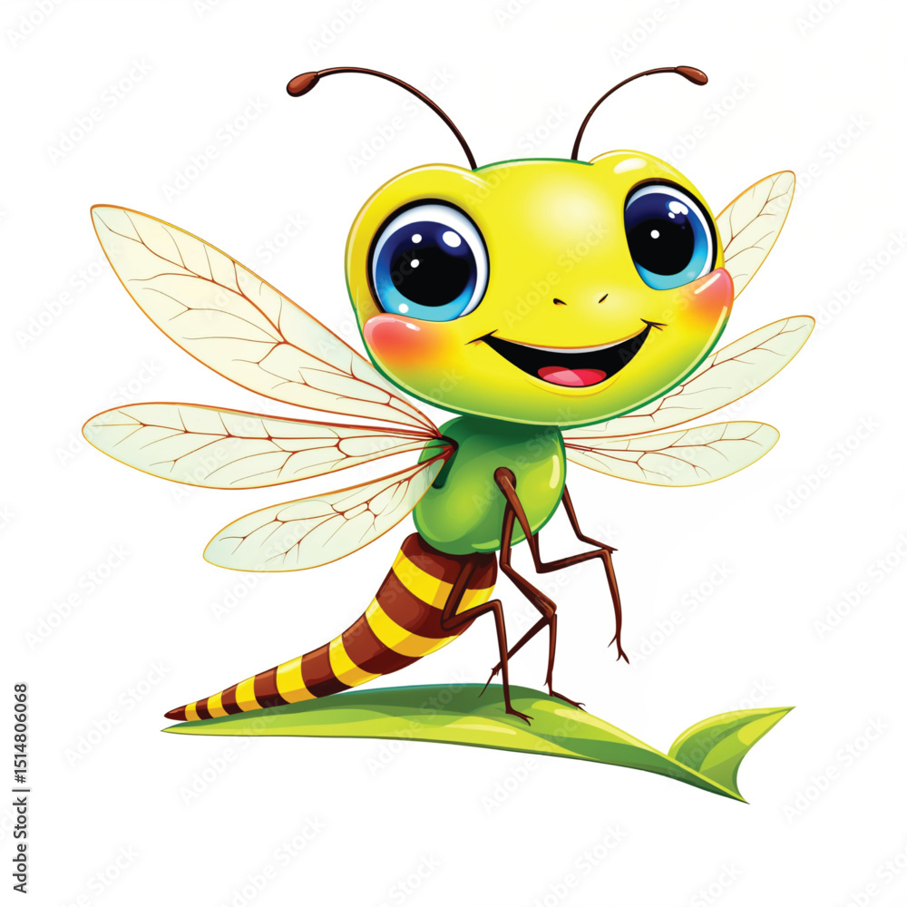 Fototapeta premium Dragonfly Cartoon Illustration Vector isolated