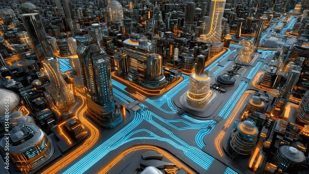 Technological Metropolis: A futuristic cityscape boasting towering skyscrapers, interconnected networks, and advanced infrastructure. Technological Metropolis: A futuristic cityscape boasting towering skyscrapers, interconnected networks, and advanced infrastructure.