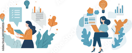 Businesswoman working on business project planning and market analysis strategy Business development planning Business analysis and vision of business strategy Business management Businesswoman