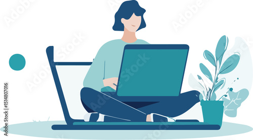 Woman working on laptop while sitting on treadmill freelancer working from home work life balance concept healthy lifestyle multitasking woman working on computer and exercising at the same time