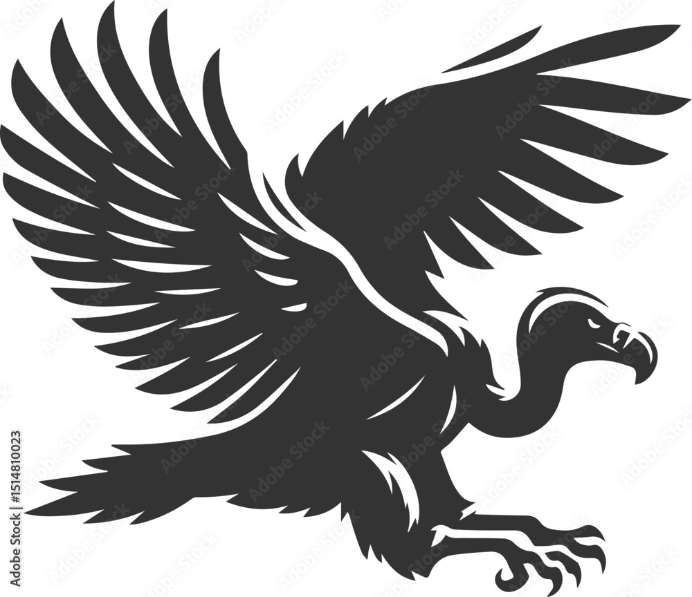 Obraz premium Bird vector drawing silhouette of a black vulture