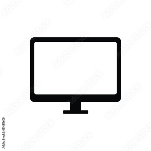 Minimal black monitor icon on a white background, representing a computer screen or digital display. Ideal for tech, UI, web, and device-related visuals in digital and modern themes.