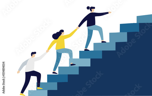 Fotografie Teamwork Success A Flat Illustration Depicting Collaboration and Achievement on