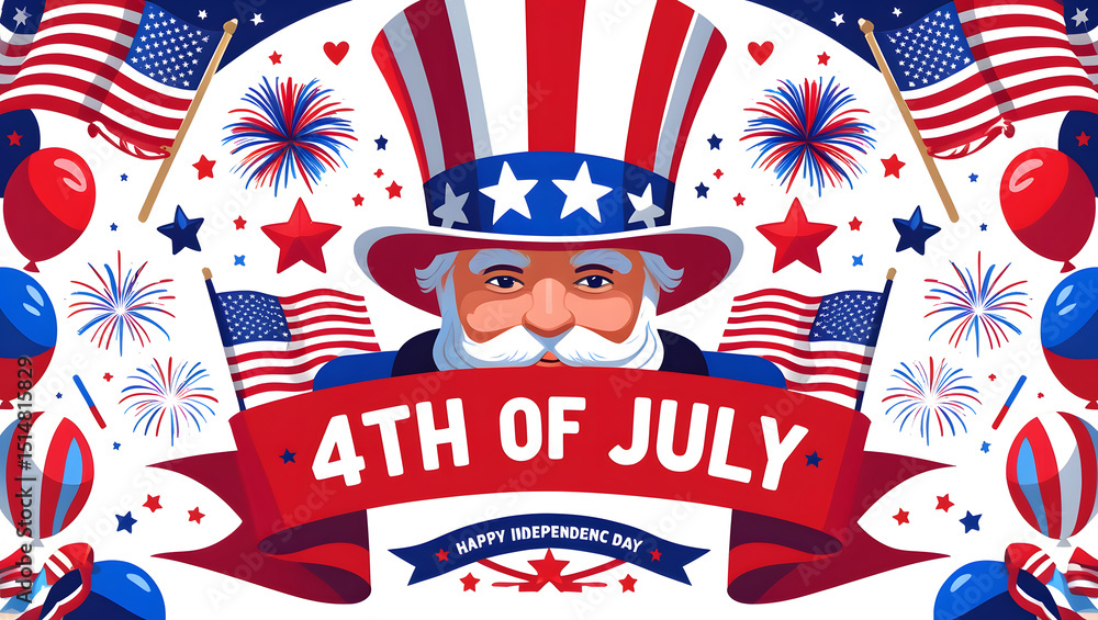Obraz premium Patriotic Fourth of July Background for United States Independence Day