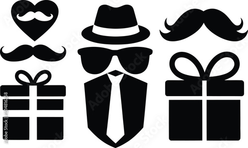 Father's day silhouette vector elements, happy fathers day