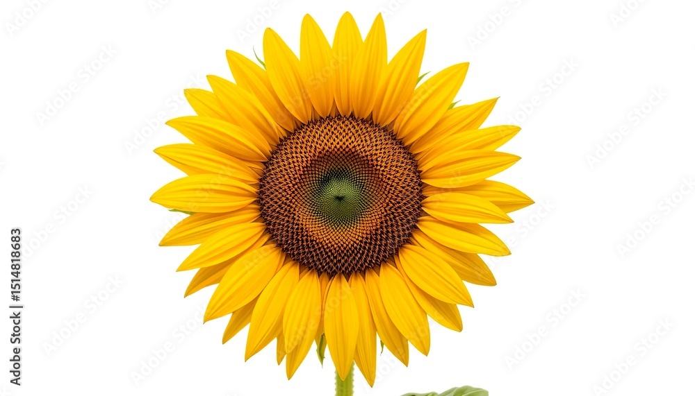 A bright sunflower in full bloom, isolated on white A bright sunflower in full bloom, isolated on white