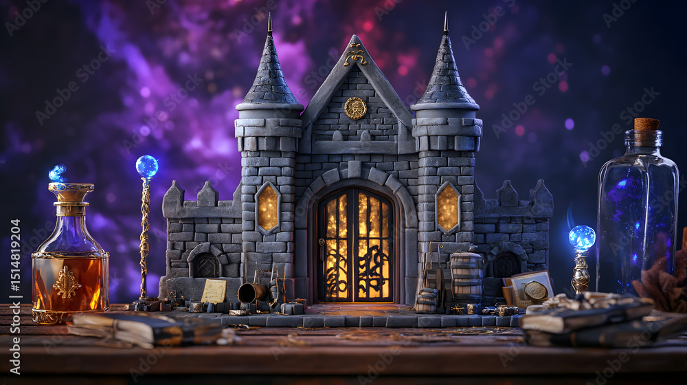 Fototapeta premium architecture, night, church, building, city, tower, cathedral, europe, castle, travel, sky, old, landmark, monument, moon, spain, tourism, ancient, historic, medieval, religion, town, france, stone, g