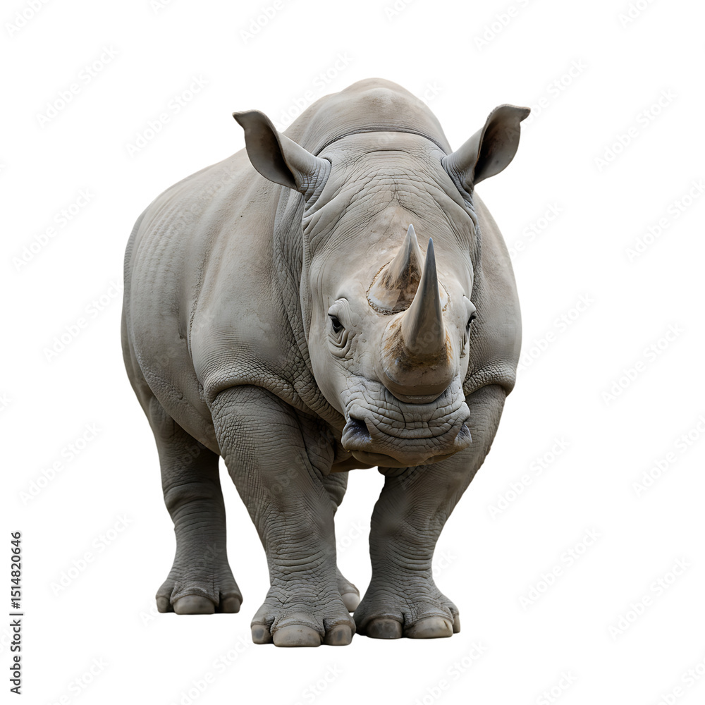 Obraz premium Powerful Rhino: A Close-Up View of a White Rhinoceros