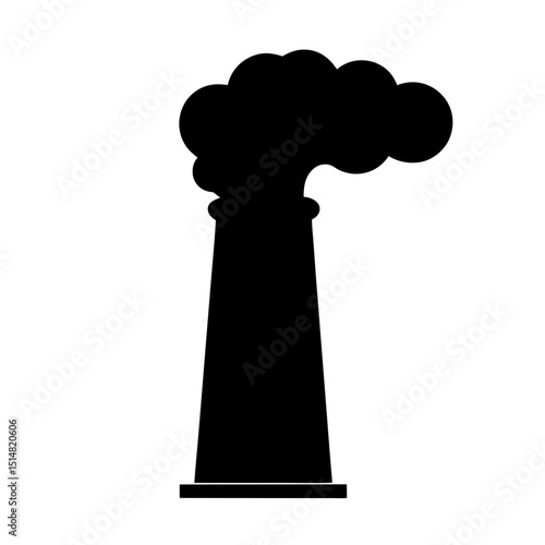 Silhouette of a smoke stack with dark emissions polluting the air