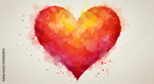 Red Heart Watercolor Illustration