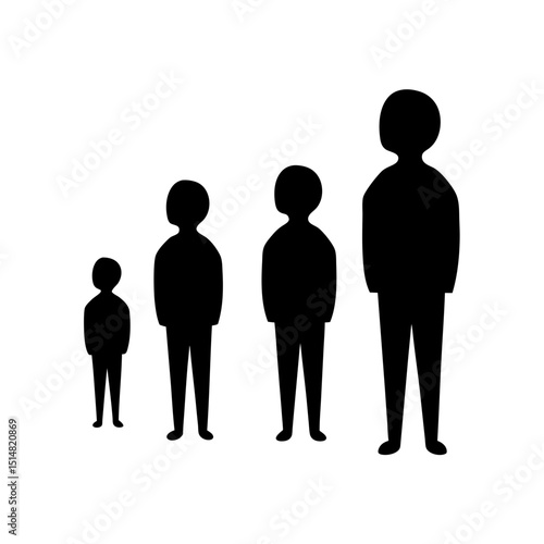 Stylized Silhouette Depiction of Human Growth and Development Stages Throughout Life