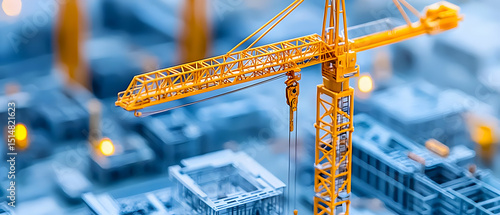 Detailed Miniature Construction Crane Model