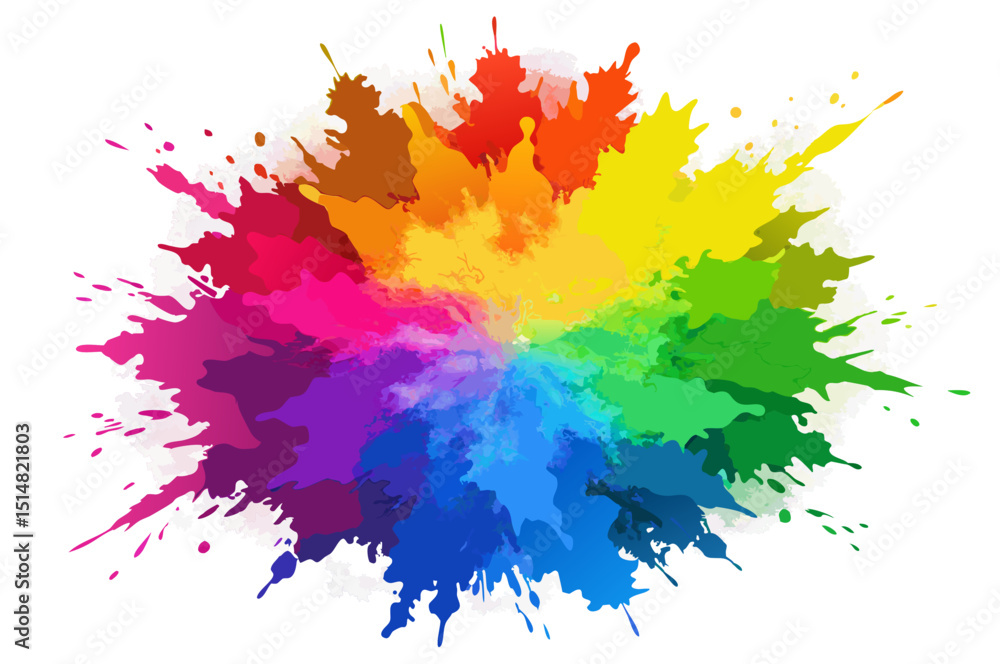 Fototapeta premium colorful ink splashes holi on white