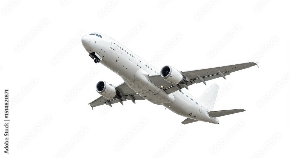Stock Photo of a White Airplane Aircraft Airliner Jet in Flight Stock Photo of a White Airplane Aircraft Airliner Jet in Flight