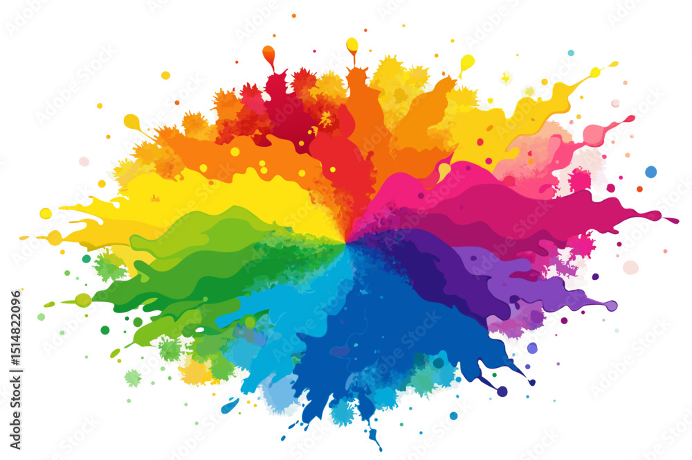 Fototapeta premium colorful ink splashes holi on white