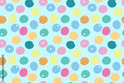 Wallpaper Mural Beautiful seamless abstract polka dot pattern on  blue background. Orange, yellow, blue, dark green, green and pink colors. For wallpaper, textiles, packaging, background, website. Torontodigital.ca