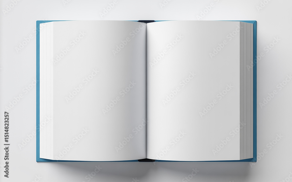 Blank Open Book with Teal Cover Mockup on White Background Blank Open Book with Teal Cover Mockup on White Background