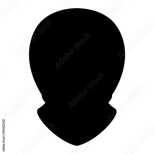 Black silhouette of a winter mask or balaclava against white background